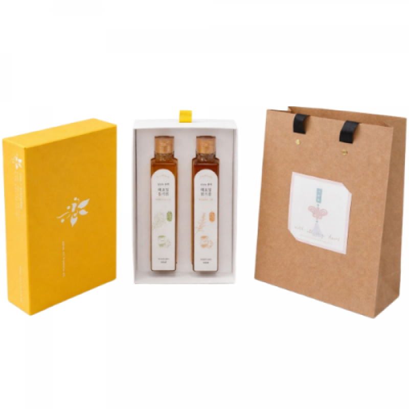 춘천몰,국산 100%통깨 참기름 들기름 200ml 선물세트